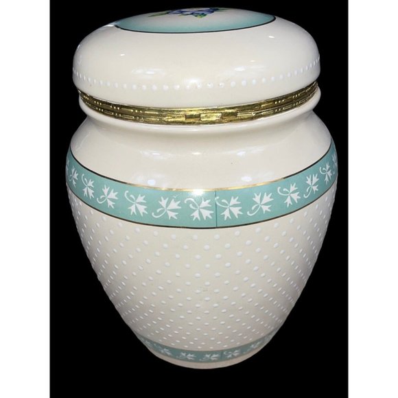 Knott's Berry Farm Ceramic Canister Hinged Lid Cookie Jar Beige Teal Gold Trim - Picture 4 of 11